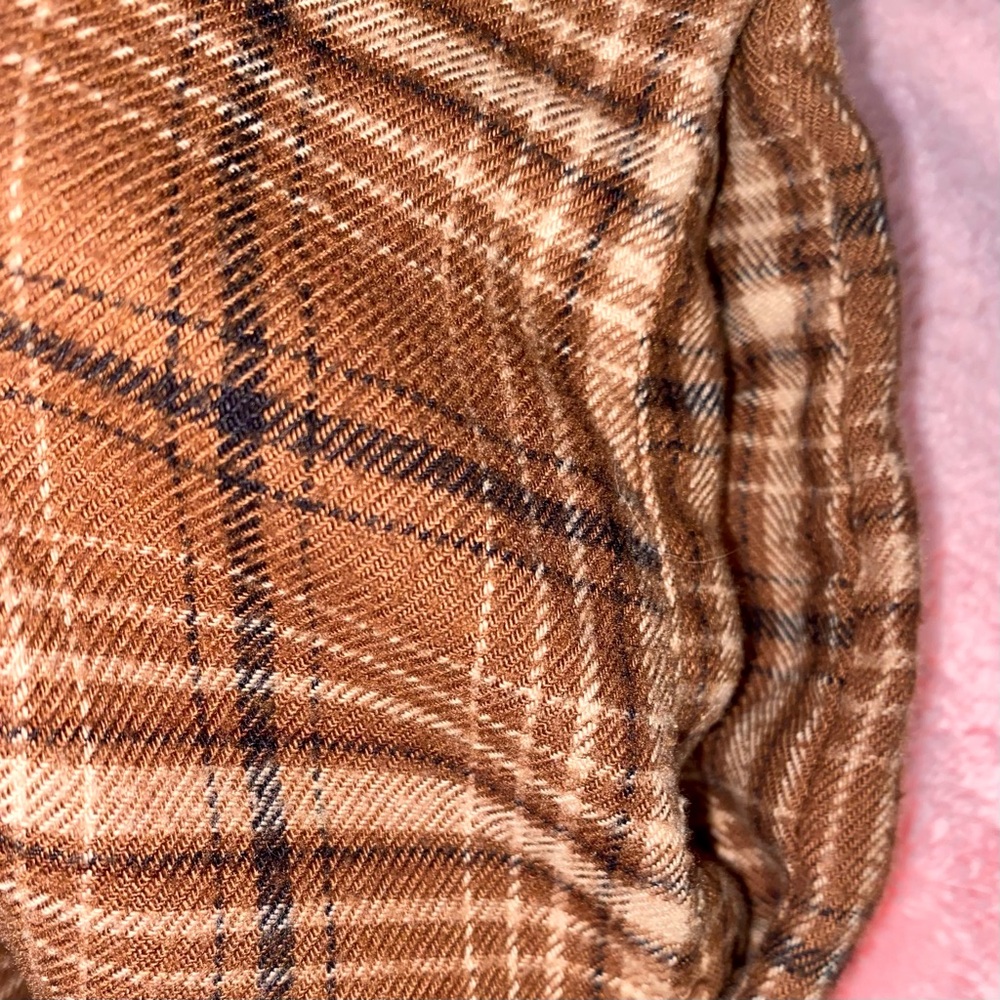 Wild Fable Chocolate Brown Flannel Shirt Cream Extra Small XS Festival - Picture 10 of 11